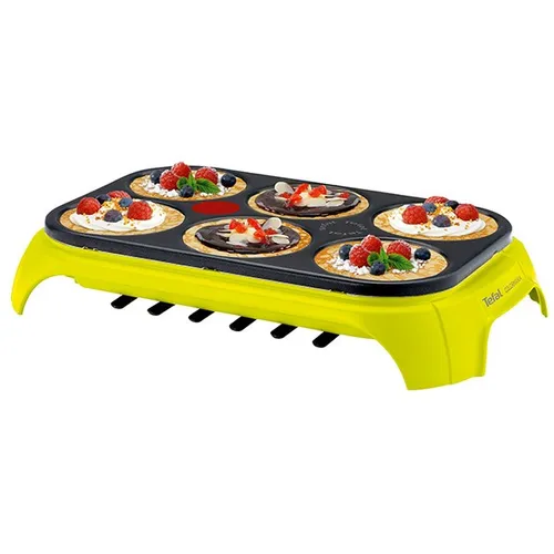 Tefal PY5593 Crep'Party Colormania Crêpemaker - Crêpes-Maker für gesellige Abende mit 6 Mulden, Thermo-Spot-Temperaturindikator und praktischer Antihaftbeschichtung. Inkl. 6 Spatel und Kelle für einfachen Genuss.