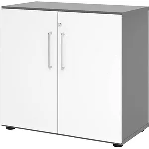 Hammerbacher Aktenschrank Serie 9 - abschließbar aus Holz, 80x74,6x42cm - Büroschrank mit abschließbaren Flügeltüren, 1 höhenverstellbare Fachboden und robustem Holzmaterial. Ideal für sichere Aufbewahrung im Büro.