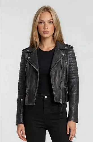 trueprodigy Lederjacke Avril mit Waschung und Reißverschluss Details