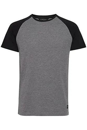 Project PRBo Herren T-Shirt Kurzarm Shirt im Baseball-Look mit Rundhals-Ausschnitt aus 100% Baumwolle, Größe:XL, Farbe:Gray Melange (1840051) 11