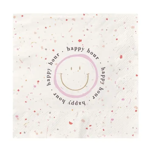 Grafik-Werkstatt Servietten mit Spruch | 20 Stück | 12,5 x 12,5 cm | bunt | happy hour, Mittel, 61778