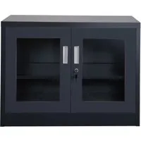 Jet-Line Werkzeugschrank Ufa dunkelgrau - Aktenschrank mit Glasfront - Werkzeugschrank Ufa in dunkelgrau, abschließbar und mit praktischer Glasfront für schnellen Überblick. Ideal für Büro, Werkstatt oder Wohnräume, mit verstellbarem Regalboden für individuelle Anpassung.