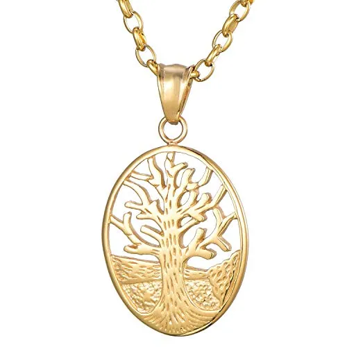 Morella Damen Halskette 70 cm mit Anhänger Lebensbaum Wohlstand im Schmuckbeutel