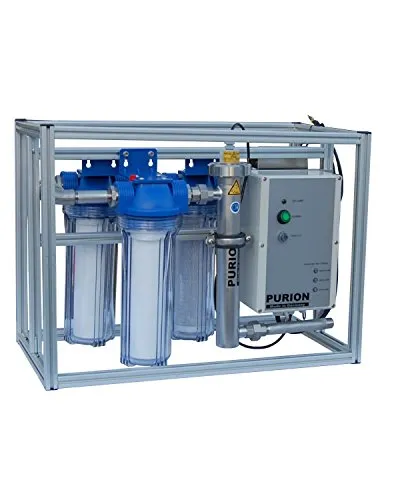 PURION Wasseraufbereiter Trinkwasserfilter MAX Aktiv 12V - Küchenspülenfilter mit 400 l/h Durchflussleistung, UV-C Lampe und 3 Filterplätzen für reines Trinkwasser. Ideal für Haushalte mit hohem Wasserbedarf.