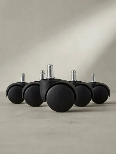 KADIMA DESIGN Stuhlrolle Teppichbodenrollen Schwarz 5er Set Rollen für Bürostühle Teppich-Boden, (Büro-Stuhlrollen für weiche Böden), Weichbodenrollen Durchmesser 50mm Drehstuhlrollen Stift 11mm