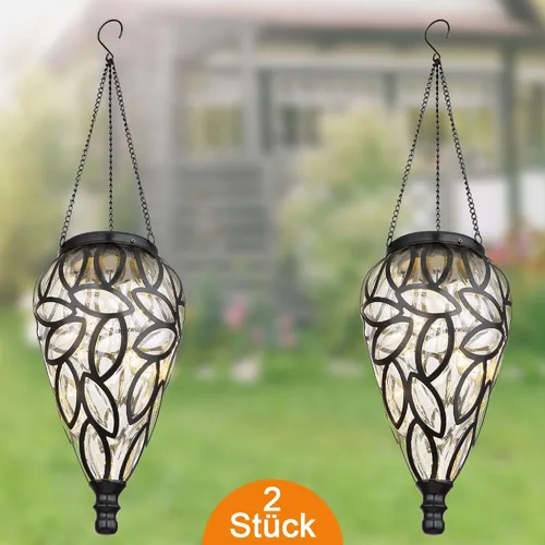 Solarleuchte Garten Tropfen 2er Set - 10cm Solarlampe für Außen - Außenleuchten im 2er Set, 50 cm hoch, mit warmweißem Licht (3200K) für stimmungsvolles Ambiente. Spritzwassergeschützt (IP44), ideal für Garten und Terrasse.