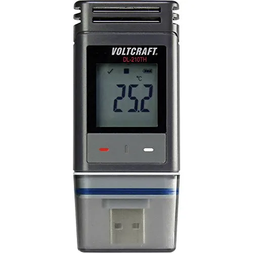 VOLTCRAFT DL-210TH Temperatur-Datenlogger - Aufnahmegerät zur präzisen Messung von Temperatur und Luftfeuchtigkeit mit IP65 Schutz, ideal für anspruchsvolle Umgebungen und automatische Datenexport-Funktion.