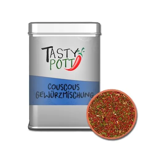 Tasty Pott Couscous Gewürzmischung | Gewürz | Kräutermix | Kräutermischung | Für Couscous Reis Bulgur | Würzen | Mit Koriander Paprika und Lauch | 50g Dose