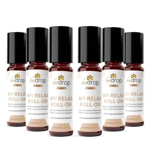 bedrop Api Relax Roll-On - Erfrischend mit Eukalyptus und Pfefferminze | Praktische To-Go Größe - 10ml (6er Pack) - Erleben Sie Entspannung mit dem bedrop Api Relax Roll-On. Ideal für die Hautpflege, bietet er eine erfrischende Wirkung durch Eukalyptus und Pfefferminze. Perfekt für unterwegs!
