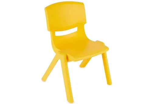 BIECO Kinderstuhl - Stapelbar, kippsicher & bis 80 kg belastbar - Hochwertiger Kinderstuhl aus wetterfestem Kunststoff in trendigem Gelb, komfortabel und sicher für drinnen und draußen. Perfekt für Kleinkinder, leicht zu reinigen und platzsparend stapelbar.