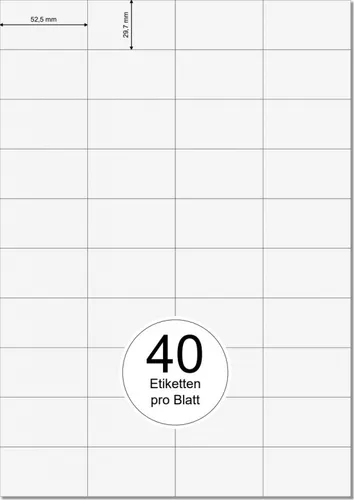 PRINTATION Papier-Etiketten (B52,5xH29,7mm) 100xA4 à 40 Eti. 1367681-GP