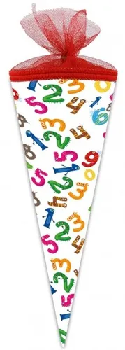 Schultüte Zahlen Zahlenmonster 35 cm - Nestler - Bunte Schultüte mit Tüllverschluss, ideal für den ersten Schultag und sorgt für Freude bei den Kleinen.