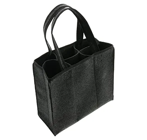 Produktbild FRANK FLECHTWAREN Flaschenträger Anthrazit, Filz, Facheinteilung für 6 Flaschen Maße: 37 x 16 x 32 cm, ohne Inhalt