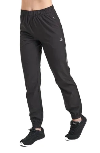 ATHL DPT. Damen funtkionelle Wanderhose/Lange Trekkinghose mit Gummibündchen und praktischen Taschen, Pull-On Schwarz, Gr. 36