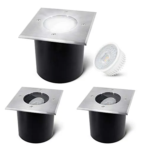 SSC-LUXon JADINA 3er Set Outdoor Bodenstrahler - Wetterfeste, schwenkbare LED Bodeneinbaustrahler mit IP67, ideal für Garten und Veranda. Begehbar und mit flacher Einbautiefe für vielseitige Gestaltungsmöglichkeiten.