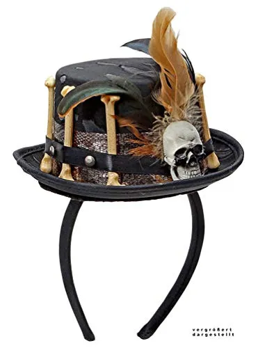 Karneval-Klamotten Voodoo Hut Mini Damen Herren mit Knochen und Totenkopf