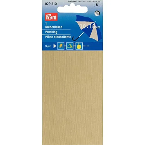 Nylon Flicken selbstklebend 18x10cm - Beige, ideal für die Reparatur von Regenbekleidung und Zelten, waschbeständig bis 30 Grad, 2 Stück im Set