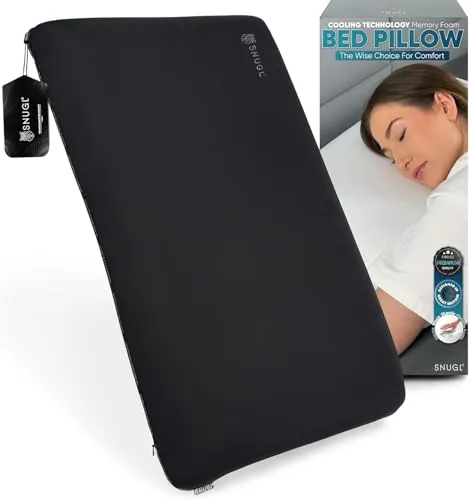 SNUGL Kühlendes Memory Foam Kissen – Orthopädisches Seitenschläferkissen für Nacken-, Rücken- & Schulterstütze, Ergonomisch & Hypoallergen (Mittel Schwarz)