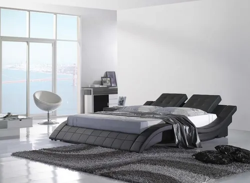 Modernes Doppelbett 180x200 cm aus Leder und Metall - Stilvolles Bettgestell für Erwachsene, ca. 220 cm breit und 78 cm hoch. Ideal für ein modernes Schlafzimmer, bietet es Komfort und Eleganz ohne Montageaufwand.