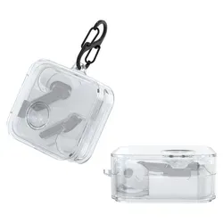 kwmobile Schutzhülle für Nothing ear (2) Hülle - TPU Silikon Case für Kopfhörer Ladecase - stoßfestes Cover mit Karabiner - Transparent - Transparent