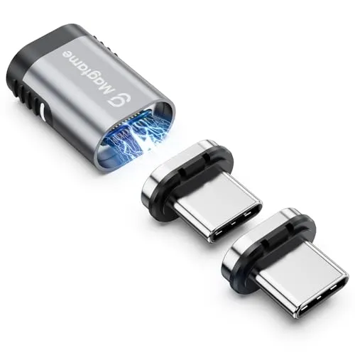 Magtame 240W magnetischer USB C Adapter 40Gbps, 1Pack gerade Typ C Adapter mit 2 Tipps, 24Pin schnelle Ladung Datenübertragung 4K 60Hz für USB 3/4 MacOS Pro/Air Laptop Tablet und Typ C Geräte