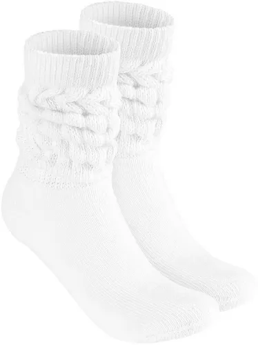 BRUBAKER Schoppersocken Slouch Socken - Damen Fitnesssocken (80s Style, 2-Paar, Baumwolle) Knit Sportsocken für Fitness, Yoga, Workout, Gymnastik und Wellness