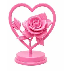 Rosen Herz Romantische Tischdeko Geschenk Valentinstag Hochzeit hochwertiger 3D Druck Rosa - Rosa