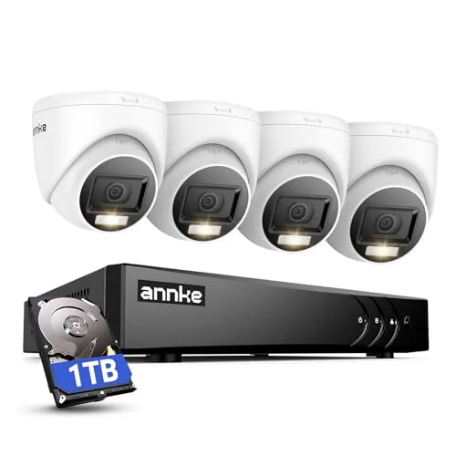 ANNKE 5MP Lite 5 in 1 8 Kanal DVR Recorder mit Personen & Fahrzeugerkennung und 1TB Festplatte, 4X 1080p Farbe Nachtsicht Überwachungskamera Aussen Set, Intelligente Suche/Wiedergabe, IP67 Wetterfest