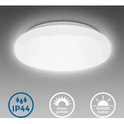 Deckenleuchte Ø22 cm - 10W, 1100lm, LED, IP44, neutralweiß, weiß - Weiß