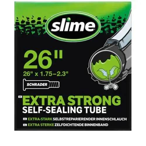 Slime 30059 Rad Reifenschlauch mit Slime Dichtmittel für Einstiche, Selbstdichtend, Verhindern und Reparieren, Schrader Ventil, 47/57–559 mm (26