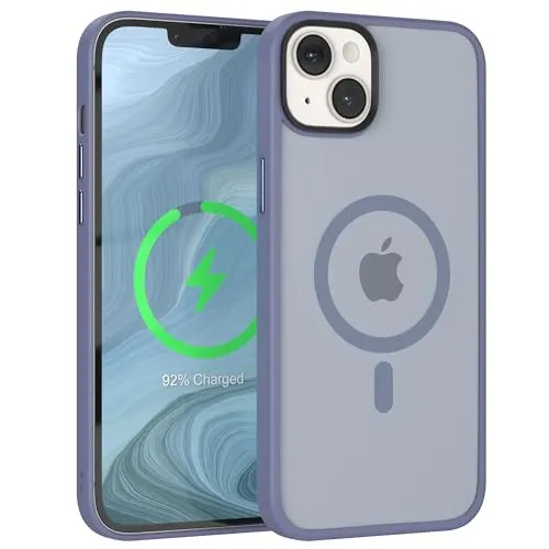 EAZY CASE - Hybrid Magnet Hülle kompatibel mit iPhone 14 Plus kompatibel mit MagSafe, Rundumschutz, Schutzhülle Kratzfeste Transparente Rückseite, magnetisch Hülle, Edle Haptik Matt Himmel Blau