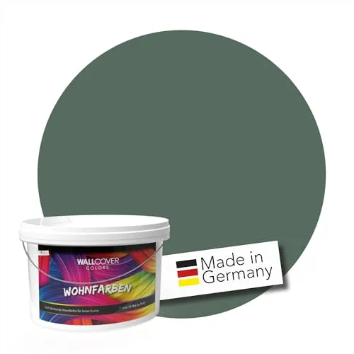 WALLCOVER hochwertige Wandfarbe für Innen | Waldgrün | 2.5L für 20m² | Hochdeckende Innenfarbe Matt (Klasse 1) | Profi Qualität aus Deutschland