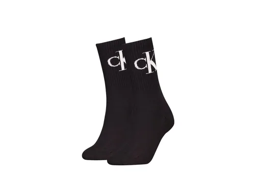 Calvin Klein Jeans Socken CKJ WOMEN SOCK 2P MONOGRAM (2-Paar, 2 Paar) mit extra breitem Bündchen, Cotton-Mix, elastisch