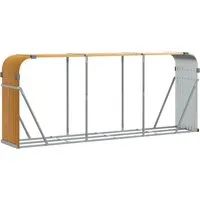 vidaXL Kaminholzunterstand Holzoptik 234x45x100 cm aus verzinktem Stahl - Aschesauger für die ordentliche Aufbewahrung von Brennholz, stabil und wetterfest durch verzinkten Stahl, inklusive Wandhalterung für zusätzliche Sicherheit.