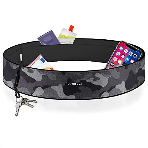 FORMBELT Laufgürtel für Handy Smartphone Schlüssel Hüfttasche, Lauftasche, Sport-Bauchtasche, Jogging Fitness Gürtel iPhone 7 8 X 10 Plus + Samsung Galaxy A31 Edge A21s + Huawei S10 (Camouflage XS)