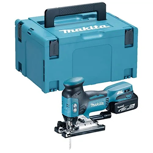 Stichsäge 135mm BL LXT 18V + 1x BL1860B + Makpac - Leistungsstarke Akku-Stichsäge mit 135 mm Schnitttiefe, ideal für präzise Kurven und einfaches Handling, inklusive praktischer Aufbewahrungslösung.