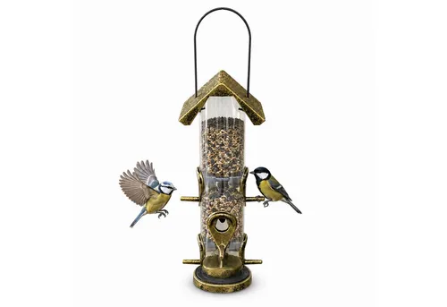HTI-Living Futterspender Vogelfutterspender Nessa Röhre Metallic Gold, Futtersäule Kunststoff zum Hängen