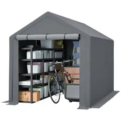 Multifunktions-Gerätehaus Dunkelgrau – Fahrradgarage, Gartenhaus, Werkzeugzelt 296x190x200cm