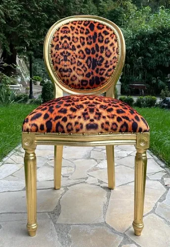 Casa Padrino Luxus Barock Esszimmer Stuhl Leopard / Gold in gold von Casa Padrino