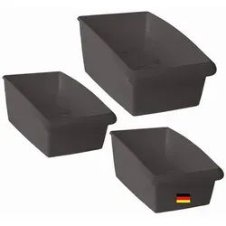 Novaliv Kosmetik Aufbewahrung 3er Set (2 Stück 25 x 12 cm und 1 Stück 25 x 16 cm) ANTHRAZIT GRAU - Make-up Pinselhalter – für Schminkpinsel Eyeli