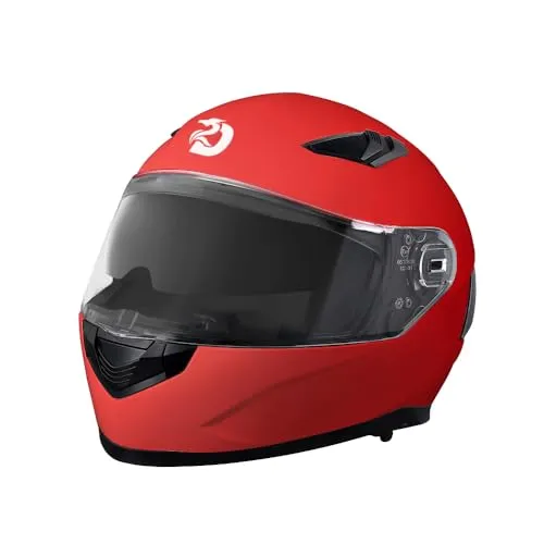 BSWAY Motorradhelm ECE 22.06 – Hochwertiger Integralhelm für Erwachsene, Vollvisier Mopedhelm Full-Face Helme mit Belüftung & Sonnenblende, Sicher & Retro-Design, Rot (L)