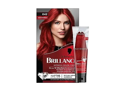 Brillance Intensiv-Color-Creme Kaschmirrot,Diamant-Glanz-Effekt & Pflege-Conditioner, 10 Wochen Farbintensität 1x 170 ml & BRILLANCE Glanz-Behandlung Haar Glossing 150 ml