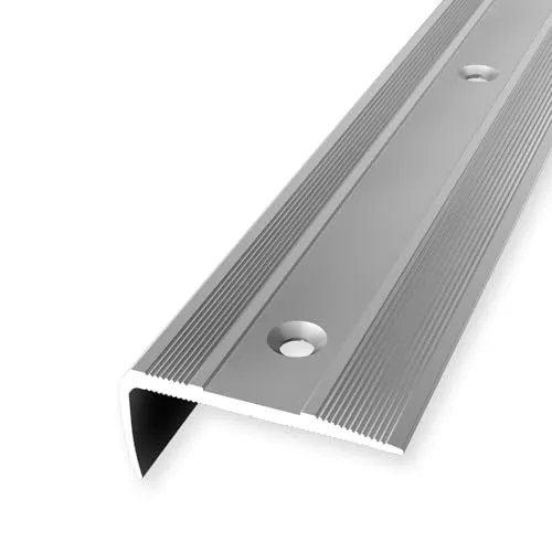 Küberit Treppenkantenprofil 16 x 38 x 1000 mm Aluminium Silber - Robustes Treppenkantenprofil aus eloxiertem Aluminium, ideal für einen sicheren Abschluss an Treppenrändern. Mit rutschfester, geriffelter Oberfläche für mehr Sicherheit beim Begehen.