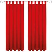 Bestgoodies Dekoschal Ellen Schlaufen Blickdicht 2er Pack 140 cm x 145 cm Rot