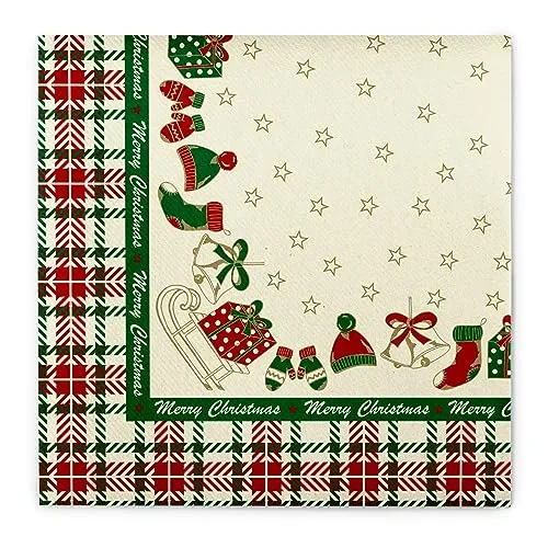Sovie HOME Serviette Amy in Grün-Champagner aus Linclass® Airlaid, Einweg Weihnachtsserviette, Weihnachten Advent Tischdeko, 40x40cm, 12 Stück