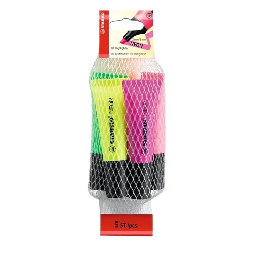 STABILO Textmarker NEON im 5er Netz pink grün orange pink magenta