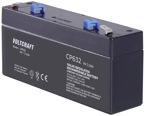 VOLTCRAFT CE6V/3,2Ah VC-12713935 Bleiakku 6V 3.2Ah Blei-Vlies (AGM) (B x H x T) 134 x 67 x 34mm Flachstecker 4.8mm Wartungsfrei