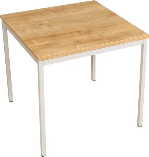 furni24 Schreibtisch-Stahl 80x80x75cm aus Eiche - Schreibtisch mit stabiler 2,5 cm dicker Tischplatte und höhenverstellbaren Füßen für optimale Standfestigkeit. Ideal für Büro, Küche oder als Essplatz.