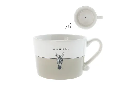 Bastion Collections Tasse Beige Titan, Keramik, Spülmaschinengeeignet, Weiß, Motiv: Zebra