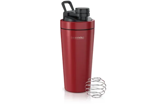 Arendo Protein Shaker Edelstahl Eiweißshaker 750 ml, rot, verschließbar, BPA-frei, Edelstahl, (1-tlg), auslaufsicher, spülmaschinengeeignet, mit Tragegriff und Mixball